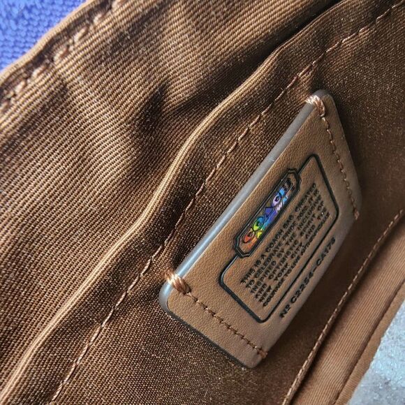 NWT Coach CA176 Teri Shoulder Bag Rainbow Signature Canvas Leather Khaki Multi - Picture 5 of 8